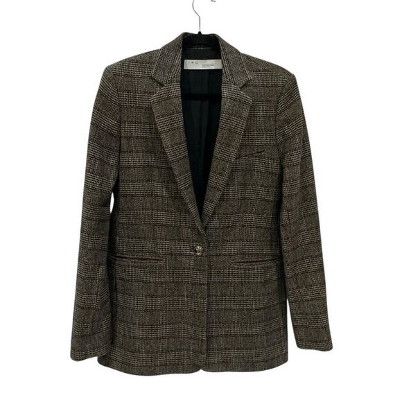 IRO Houli Plaid Tweed Blazer Jacket Brown FR 36 US 4 Oversized Wool Check - Picture 2 of 13